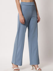Kotty Women Blue Relaxed Straight Fit High-Rise Easy Wash Trouser