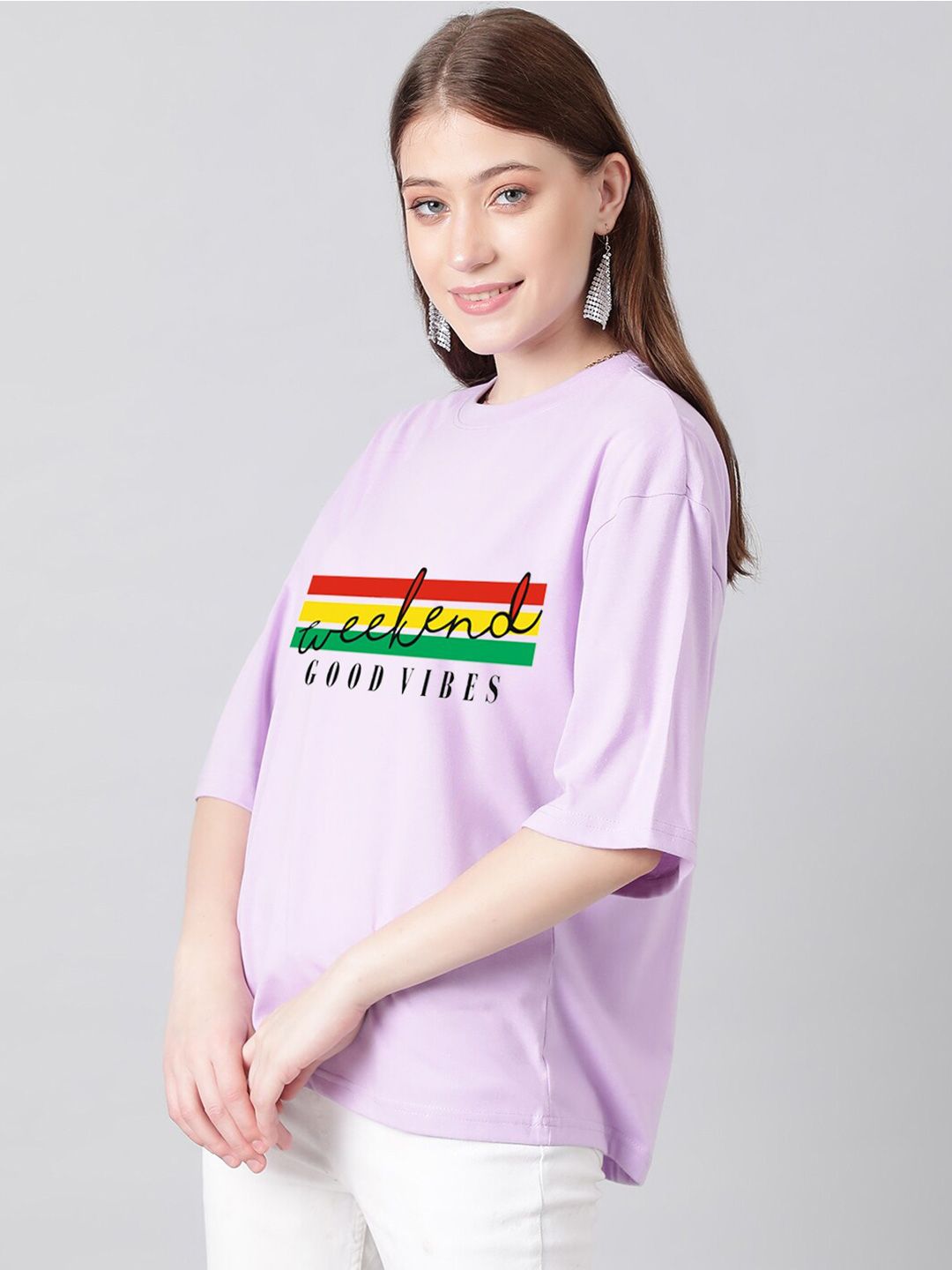 KOTTY Basics Typography Printed Oversized T-shirt