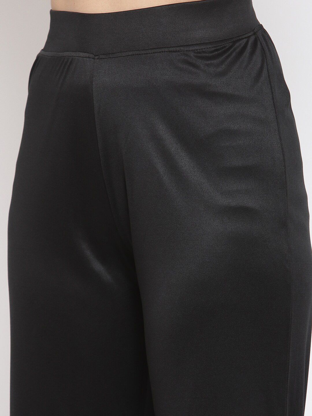 Kotty Women Black Flared High-Rise Parallel Trousers Parallel Trousers