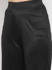 Kotty Women Black Flared High-Rise Parallel Trousers Parallel Trousers