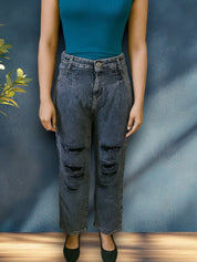 Kotty Women Regular Fit High-Rise Highly Distressed Light Fade Stretchable Jeans