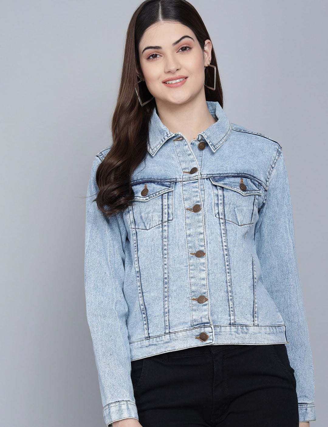 Kotty Women Blue Washed Denim Jacket