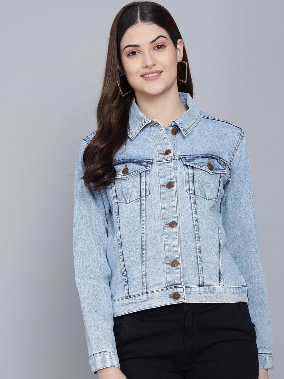 Kotty Women Blue Washed Denim Jacket