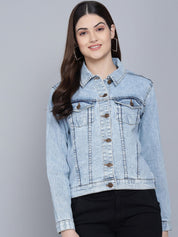 Kotty Women Blue Washed Denim Jacket
