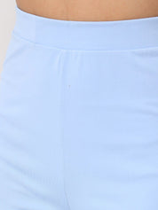 Kotty Women Blue Relaxed Straight Leg Straight Fit High Rise Easy Wash Trouser