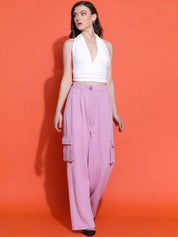 Kotty Women Relaxed Straight Fit High-Rise Easy Wash Cargos