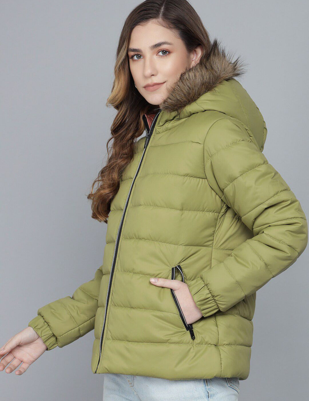 Kotty Women Green Lightweight Padded Jacket