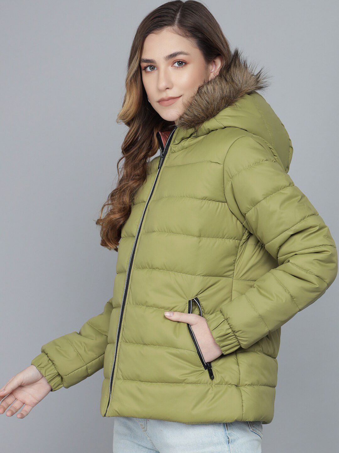 Kotty Women Green Lightweight Padded Jacket