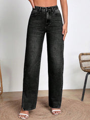 Kotty Women Jean Straight Fit High-Rise Clean Look Heavy Fade Stretchable Jeans