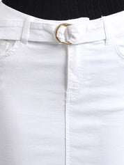 Kotty Women White Solid Denim Skirt