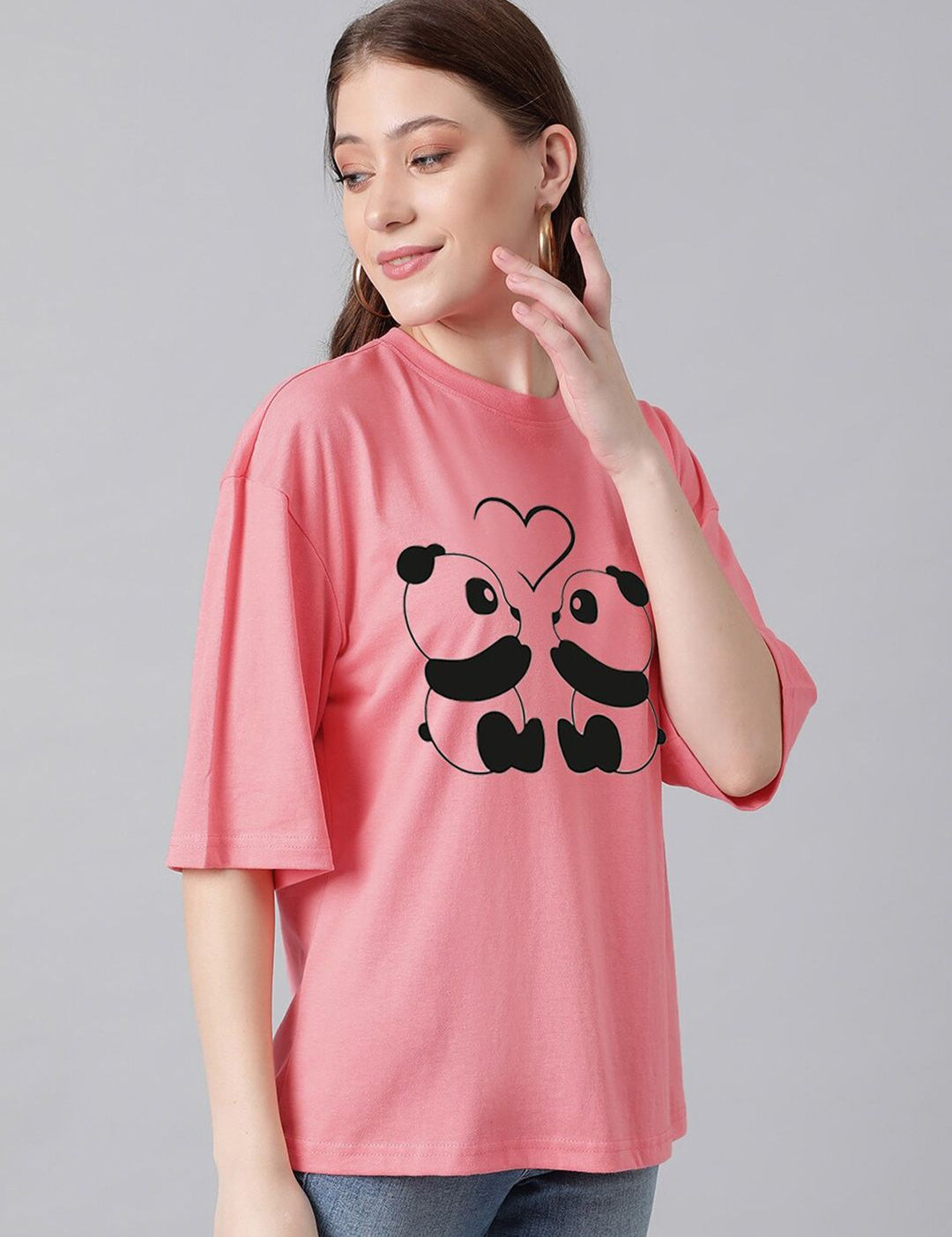 Kotty Graphic Printed Drop Shoulder Sleeves Oversized T-shirt