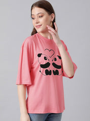 Kotty Graphic Printed Drop Shoulder Sleeves Oversized T-shirt