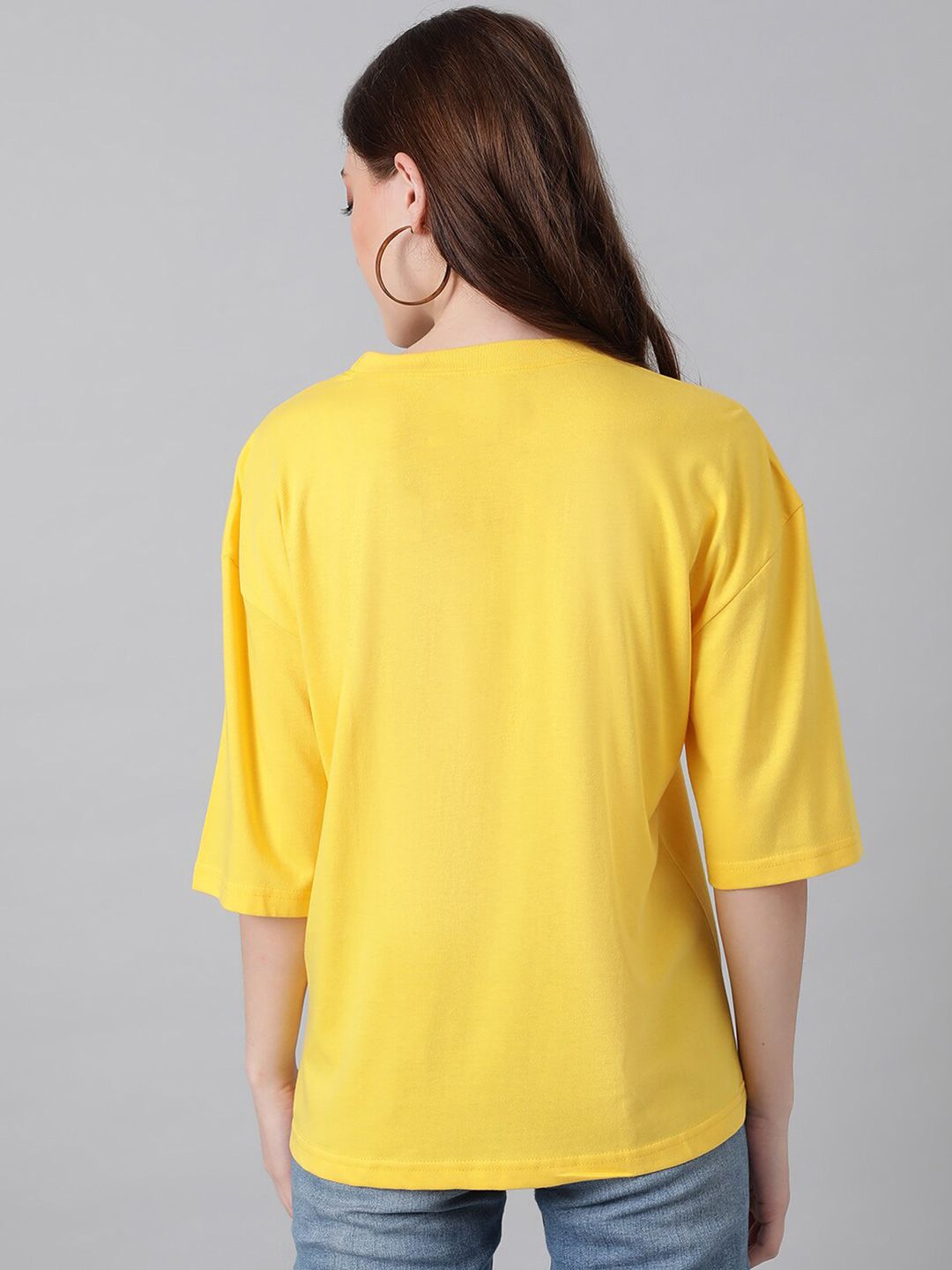 KOTTY Basics Graphic Printed Drop Shoulder Sleeves Oversized T-shirt