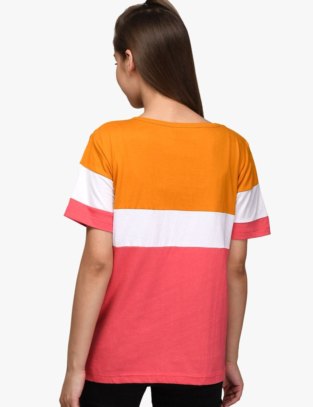 Kotty Women Pack of 2 Colourblocked Round Neck Pure Cotton T-shirts