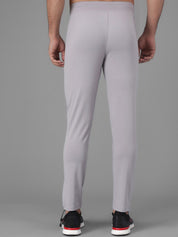 Kotty Men Grey & Red Colourblocked Straight Fit Track Pants