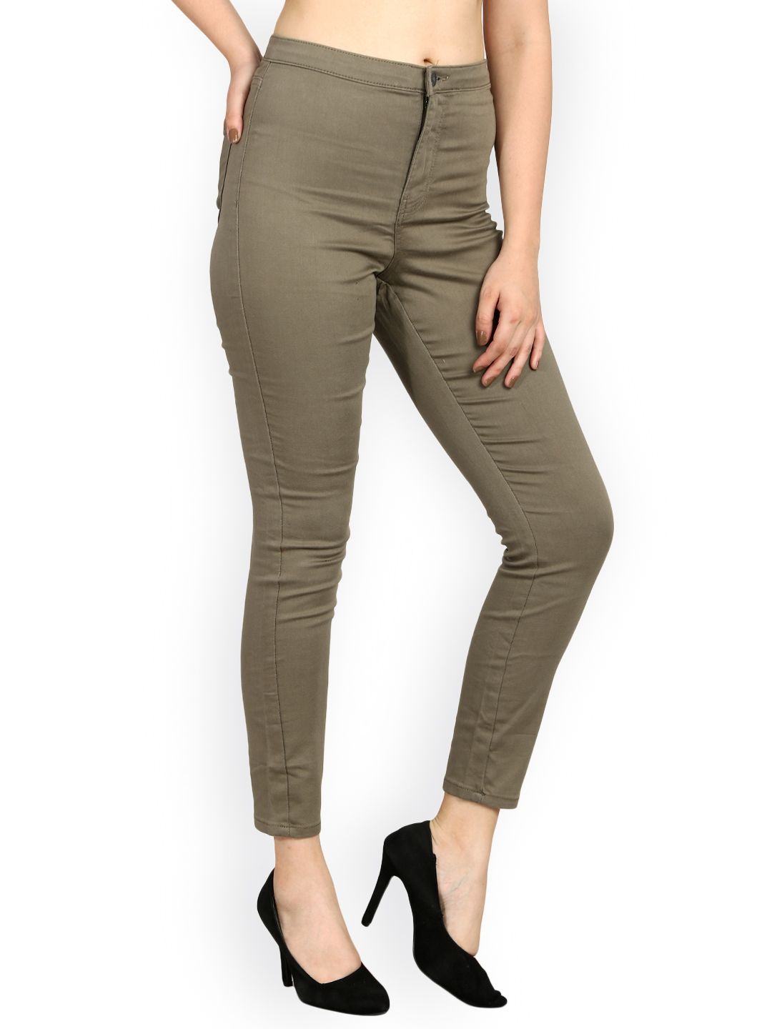 Kotty Women Taupe Skinny Fit High-Rise Clean Look Jeans