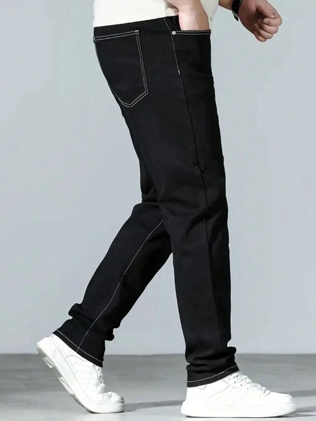 Kotty Men Slim Fit Mid-Rise Clean Look Cotton Stretchable Jeans