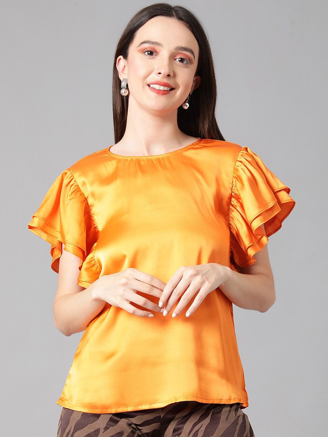 Kotty Flutter Sleeve Satin Top