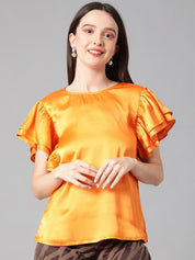 Kotty Flutter Sleeve Satin Top