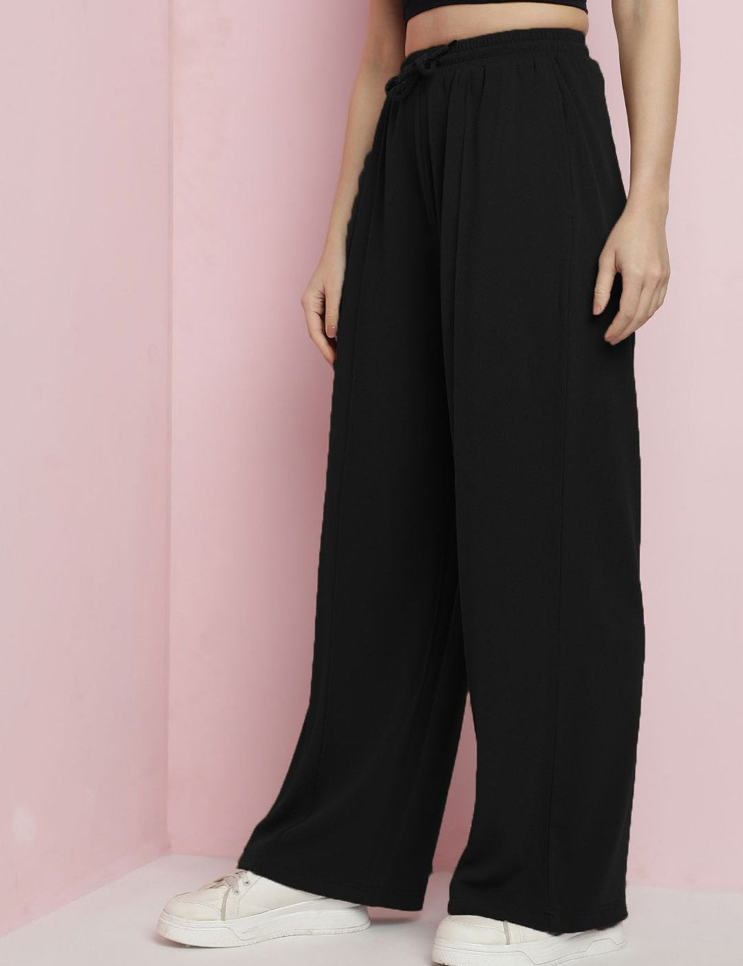 Kotty Women Solid Relaxed High-Rise Easy Wash Trousers