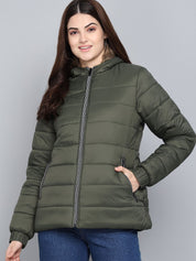 Kotty Women Olive Green Outdoor Padded Jacket