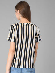 Kotty Striped Round Neck T-shirt