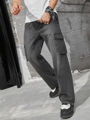 Kotty Men Jean Light Fade Low-Rise Stretchable Cargo Jeans