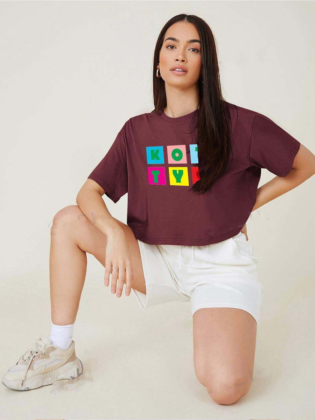 Kotty Women Printed Crop T-shirt