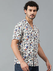 Kotty Men Cuban Collar Abstract Printed Casual Shirt