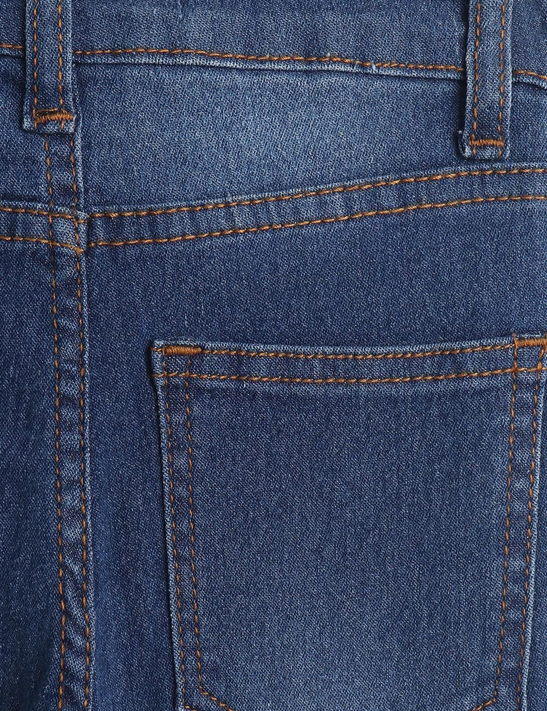 Kotty Girls Blue Mid-Rise Clean Look Cotton Stretchable Jeans