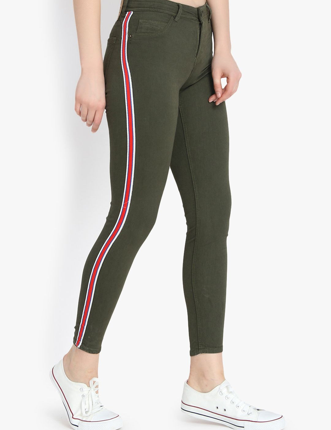 Kotty Women Olive Green Skinny Fit High-Rise Clean Look Stretchable Jeans