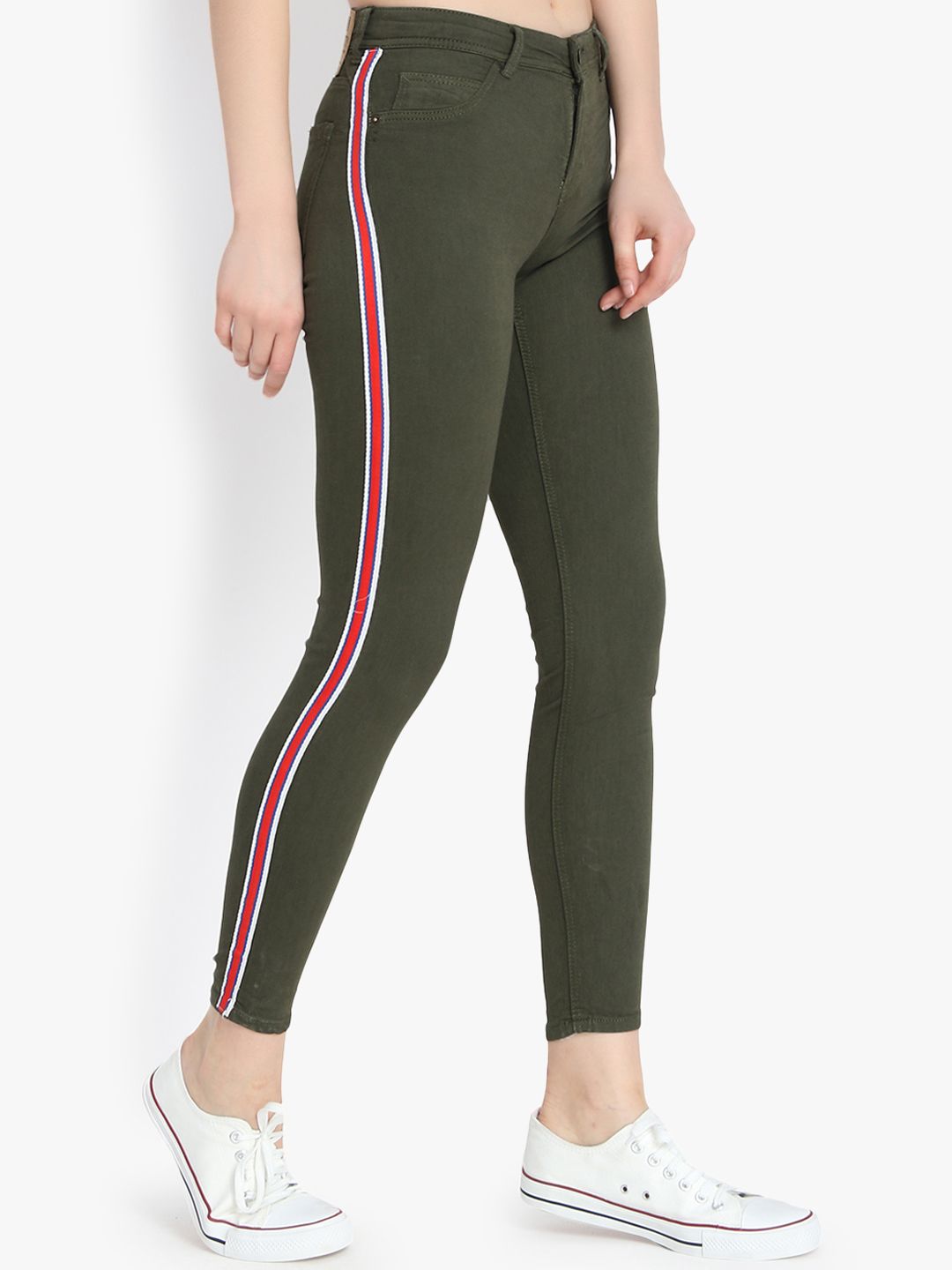 Kotty Women Olive Green Skinny Fit High-Rise Clean Look Stretchable Jeans