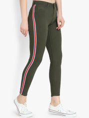 Kotty Women Olive Green Skinny Fit High-Rise Clean Look Stretchable Jeans