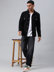 Kotty Black Spread Collar Denim Jacket