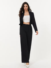 KOTTY BIZwear Basics Women Relaxed Straight Leg Straight Fit High-Rise Easy Wash Pleated Trousers