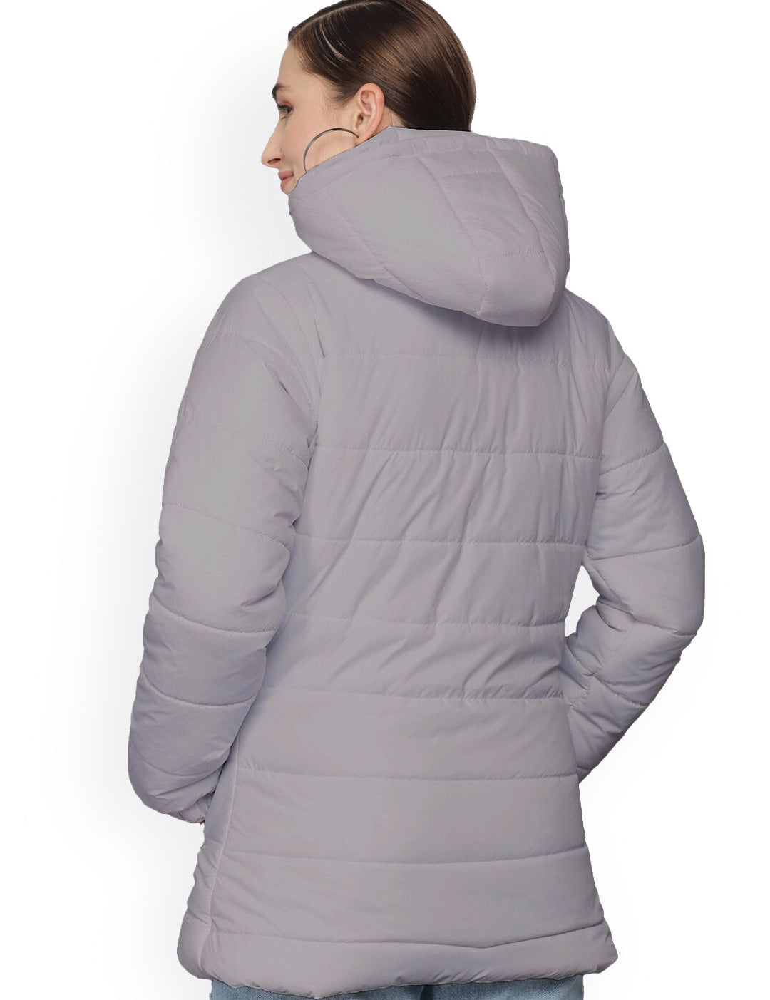 Kotty Women Grey Longline Outdoor Puffer Jacket