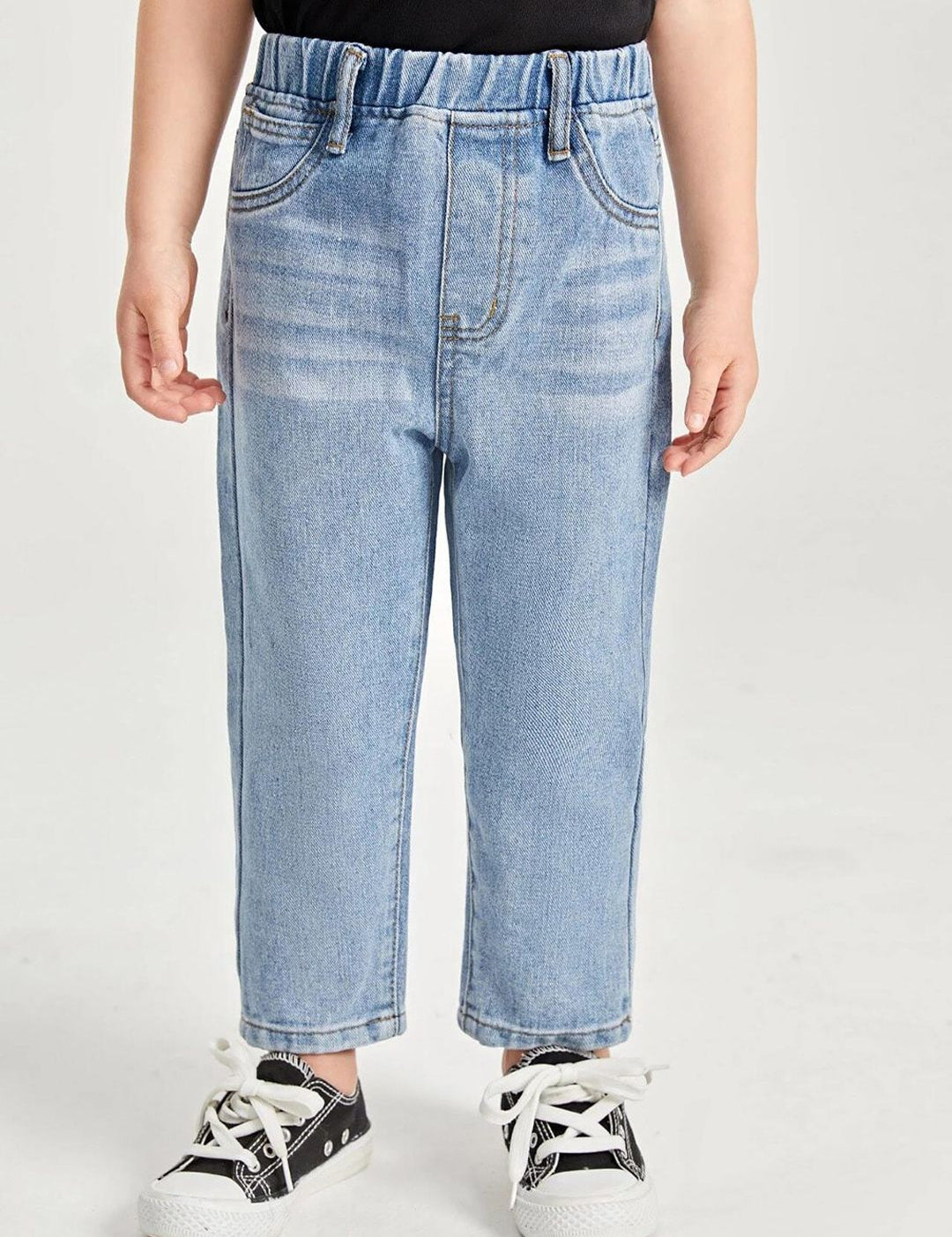 Kotty Boys Heavy Fade Clean Look Cropped Mid-Rise Cotton Stretchable Jeans