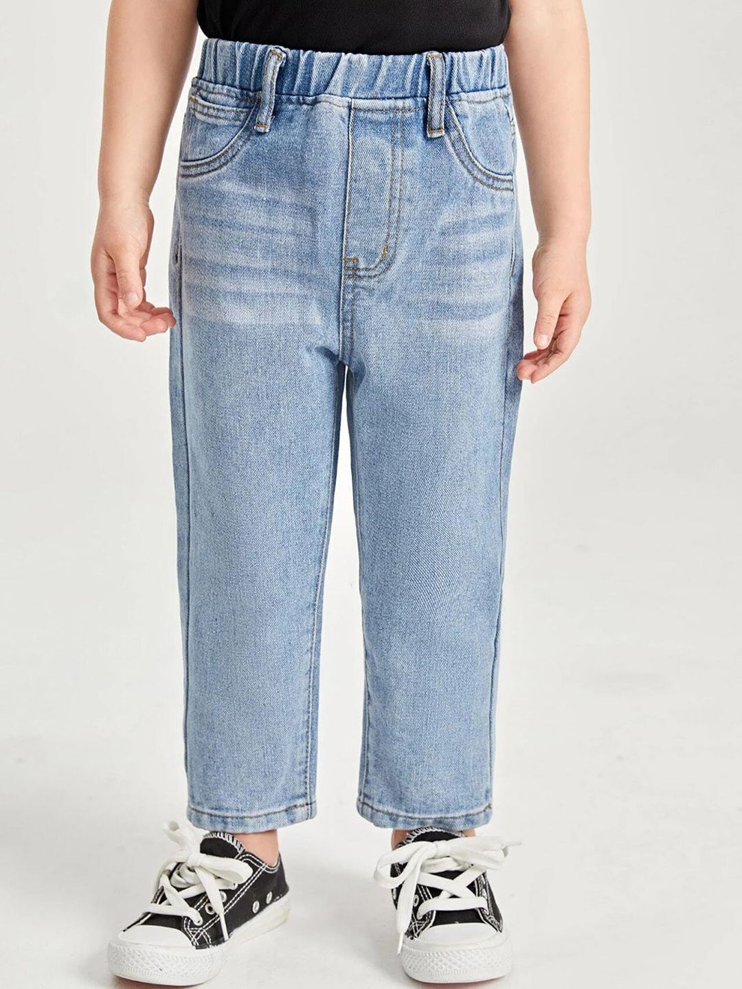 Kotty Boys Heavy Fade Clean Look Cropped Mid-Rise Cotton Stretchable Jeans