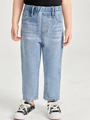 Kotty Boys Heavy Fade Clean Look Cropped Mid-Rise Cotton Stretchable Jeans