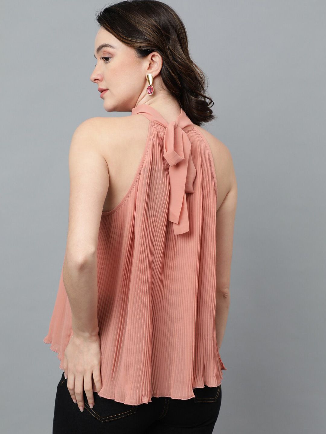 Kotty Pink High Neck Crepe Top