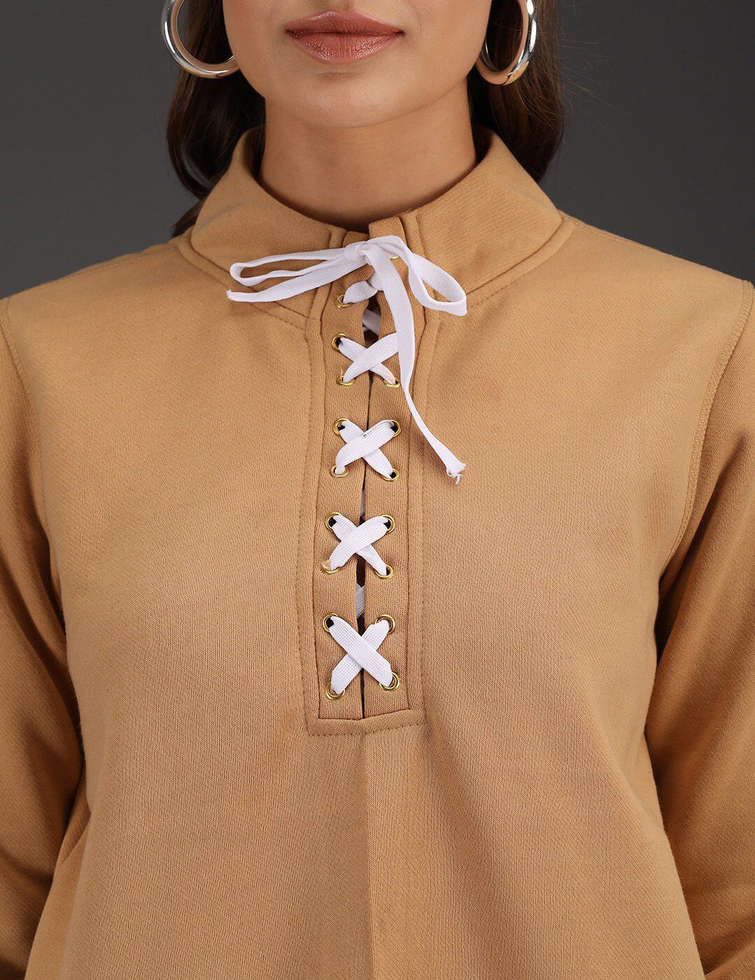 Kotty Women Beige Fleece Sweatshirt