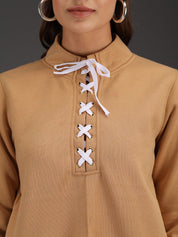 Kotty Women Beige Fleece Sweatshirt