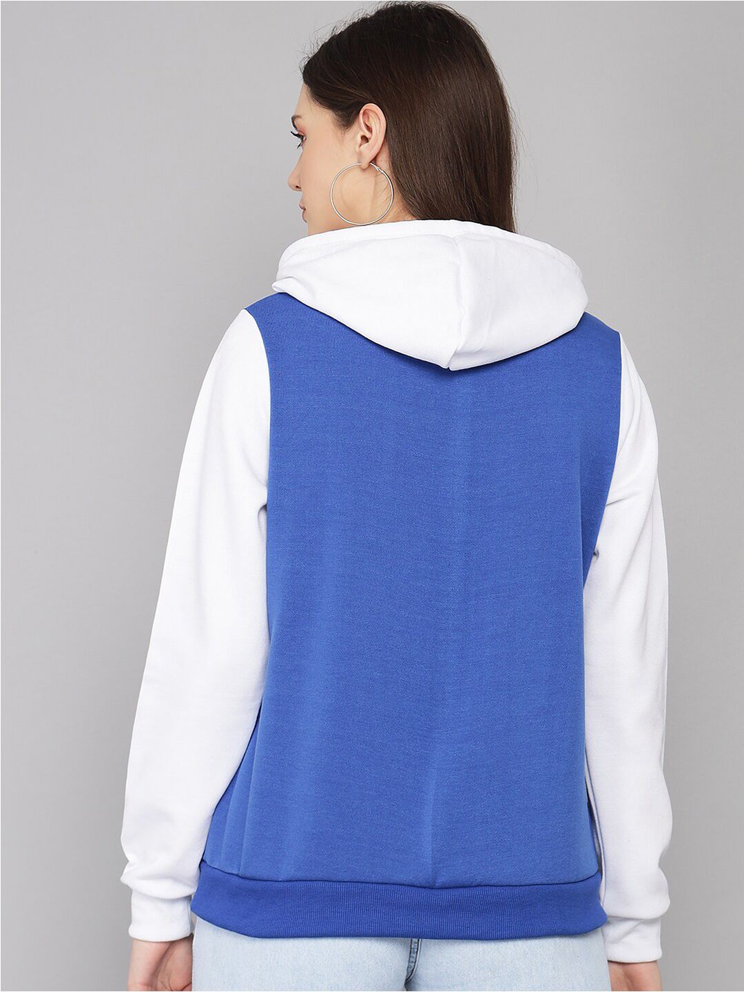 Kotty Women Multicoloured Colourblocked Fleece Hooded Sweatshirt