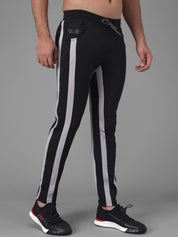 Kotty Men Black And White Striped Track Pant