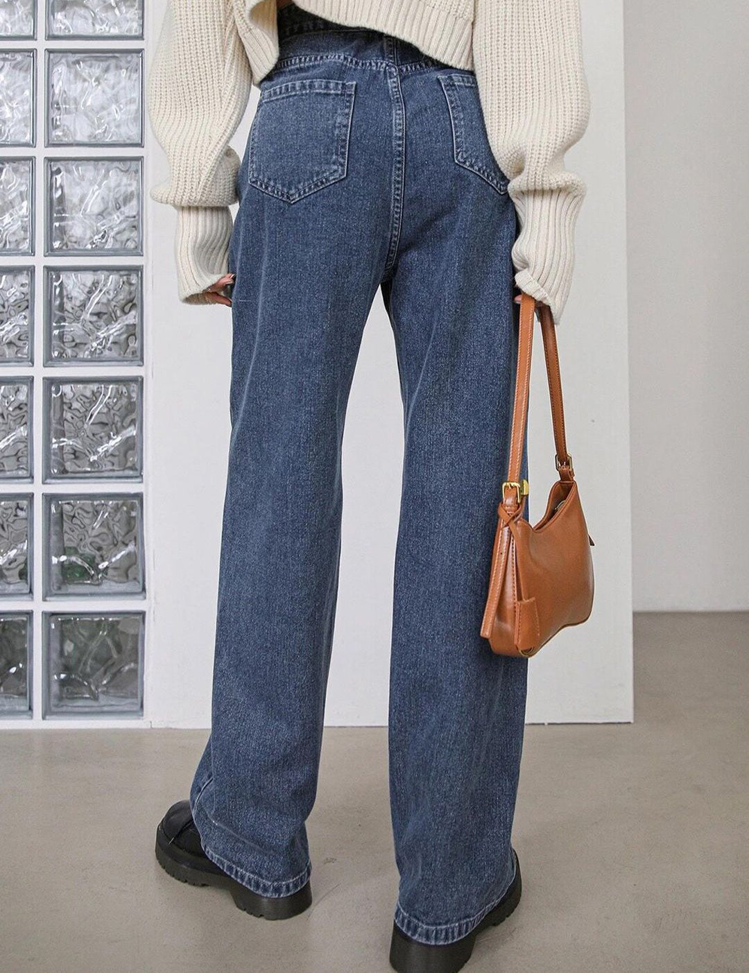 Kotty Women Jean Wide Leg High-Rise Light Fade Stretchable Jeans