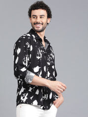 Kotty Men Spread Collar Dyed Casual Shirt