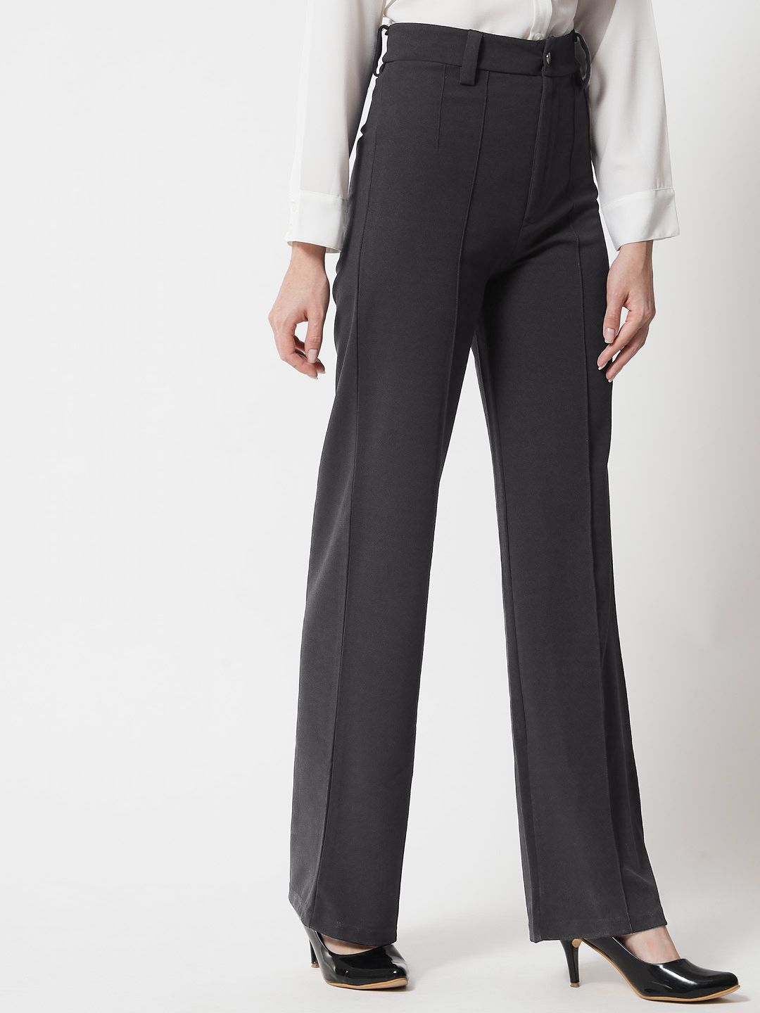 KOTTY BIZwear Women High-Rise Easy Wash Parallel Trousers