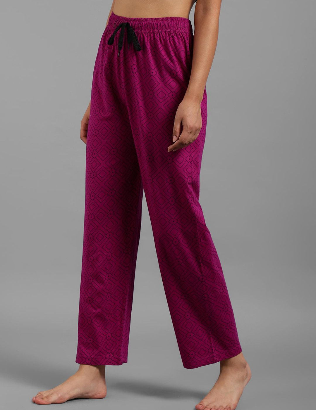 Kotty Women Purple & Black Geometric Print Lounge Pants