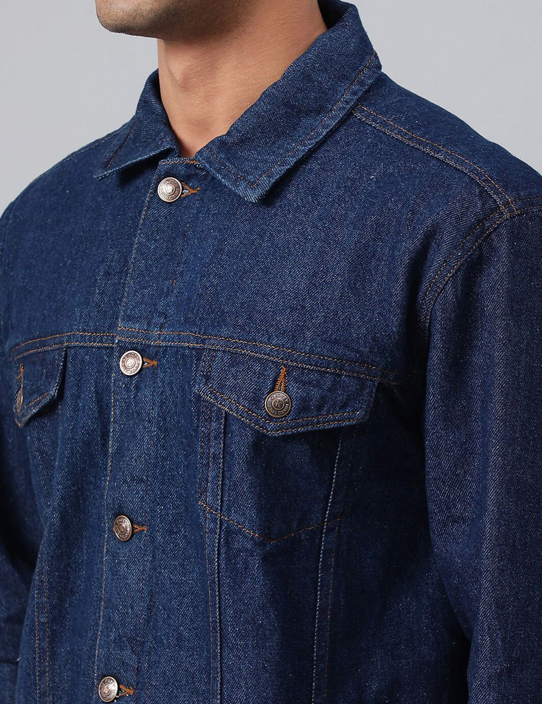 Kotty Blue Spread Collar Washed Denim Jacket