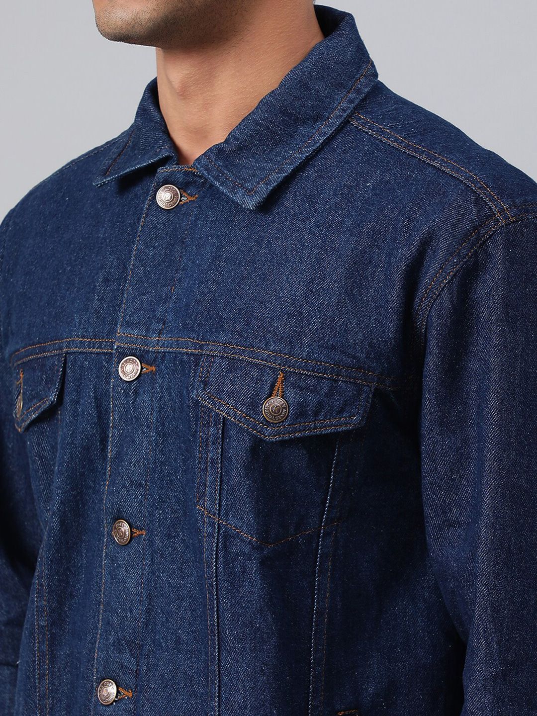 Kotty Blue Spread Collar Washed Denim Jacket